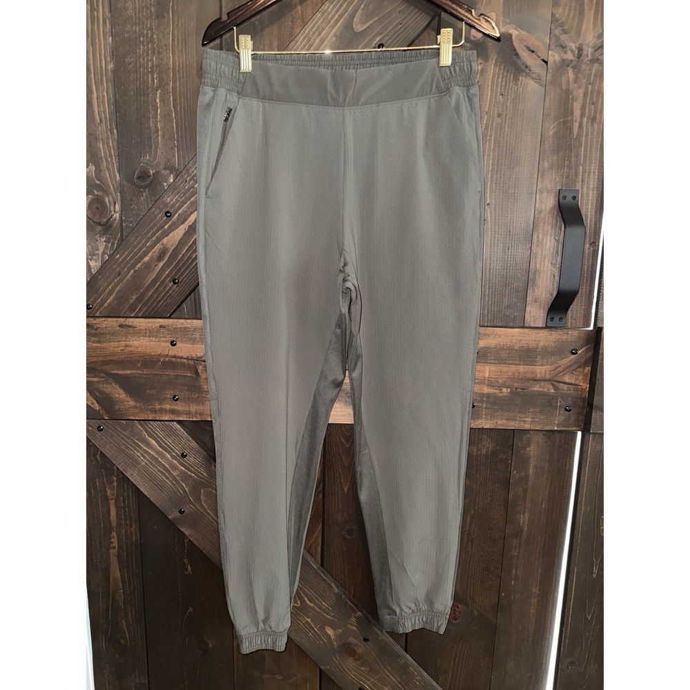 Athleta Brooklyn‎ Jogger Pants Women's 12 Mountain Olive Ribbed Contrast